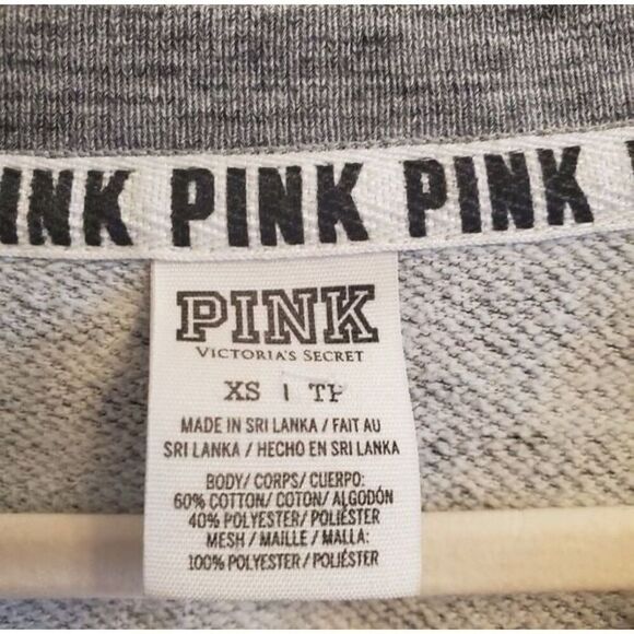 VICTORIA'S SECRET PINK Grey Marbled Sweatshirt w/Pink Venting Size XS - Picture 7 of 8